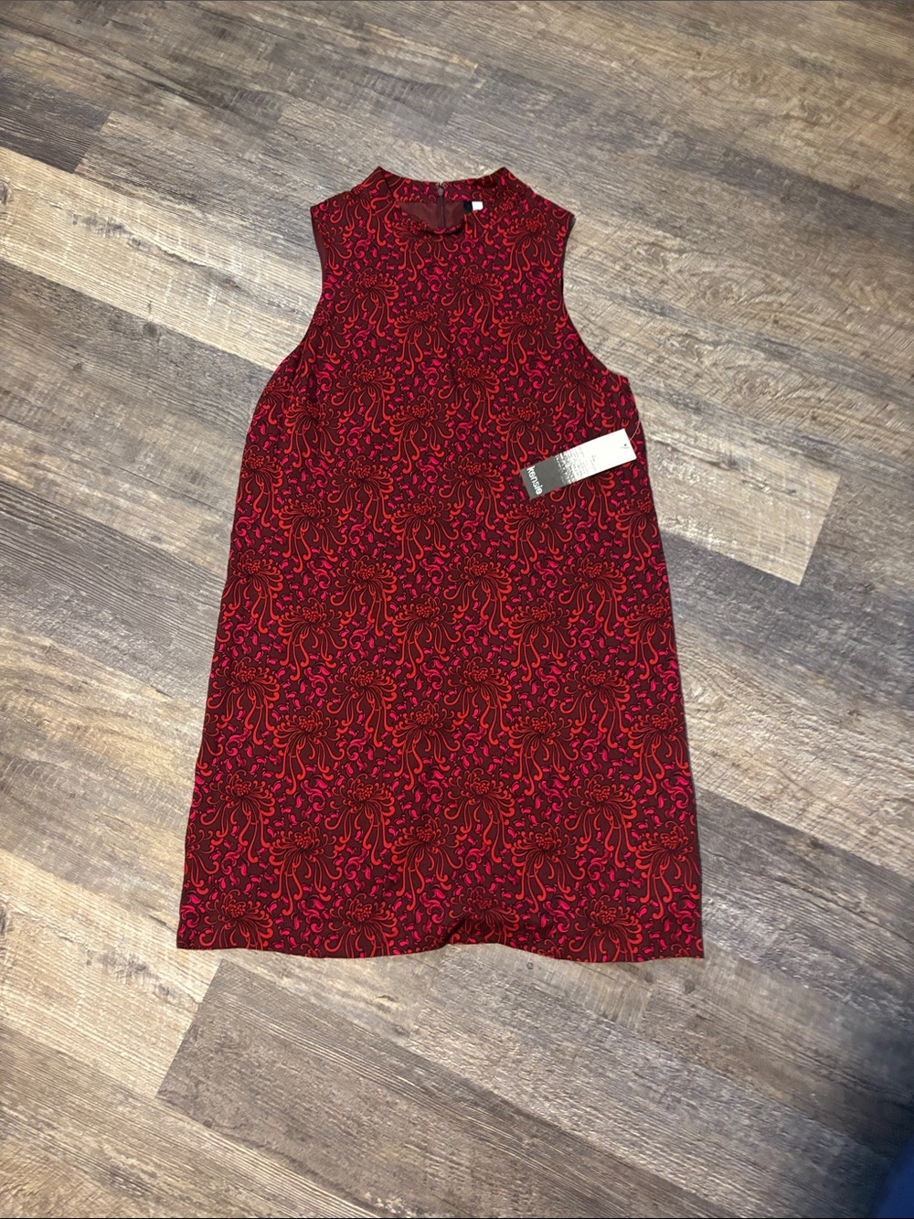 Kensie Red & Black Patterned Sleeveless Shift Dress
